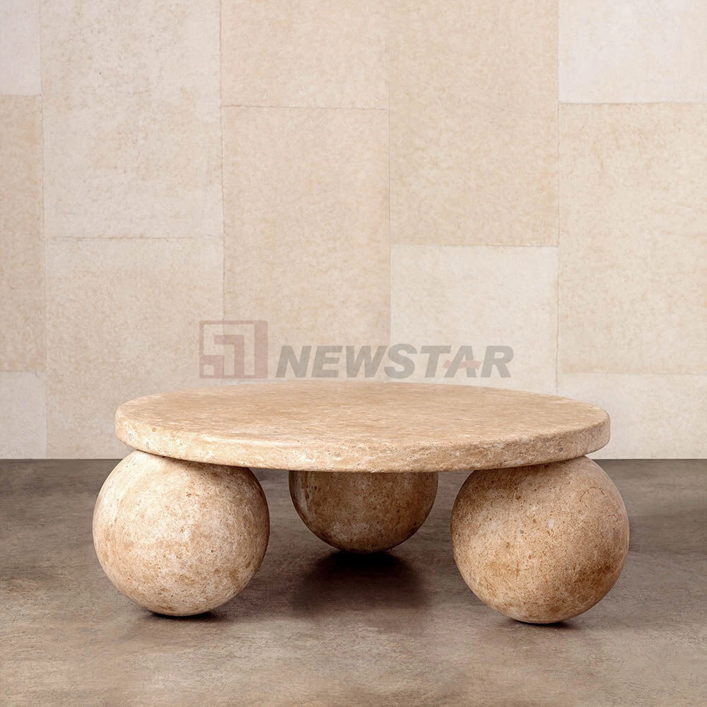 Natural Stone Living Room Furniture Travertine Coffee Table Sofa Side Table Marble Coffee Table
