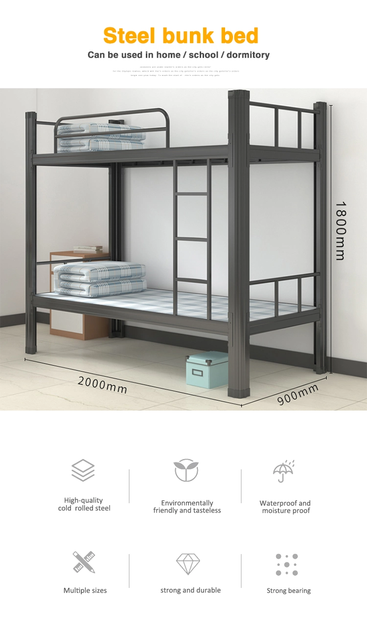 School Dormitory Beds Loft Bunk Beds for Adults Double Decker Metal Bed