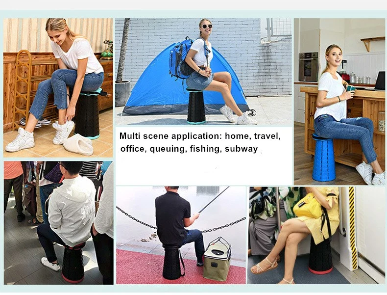 Outdoor Travel Furniture Portable PP Chair Waterproof Fish Camping Stool Flexible Adjustable Height Telescopic Folding Stool