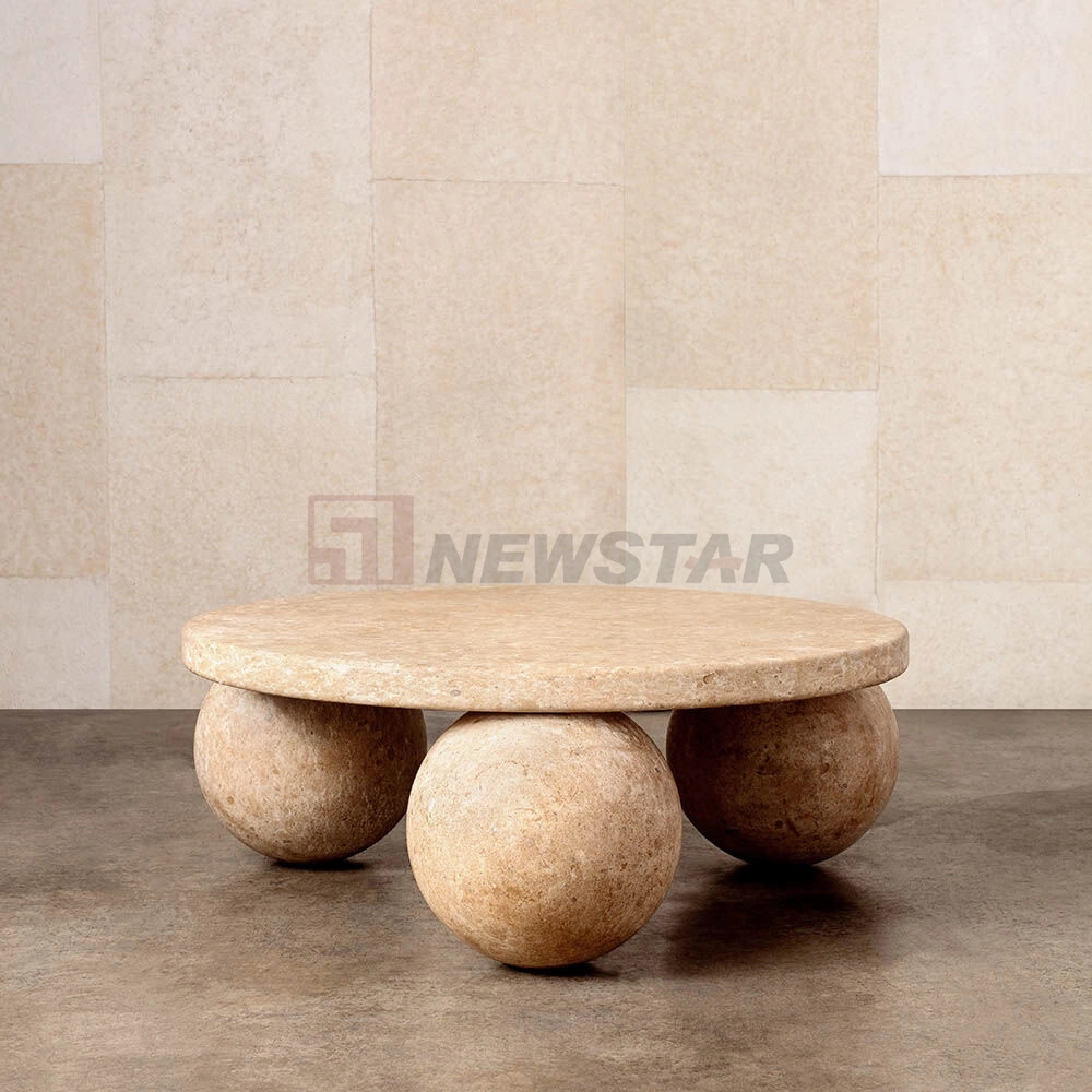 Natural Stone Living Room Furniture Travertine Coffee Table Sofa Side Table Marble Coffee Table