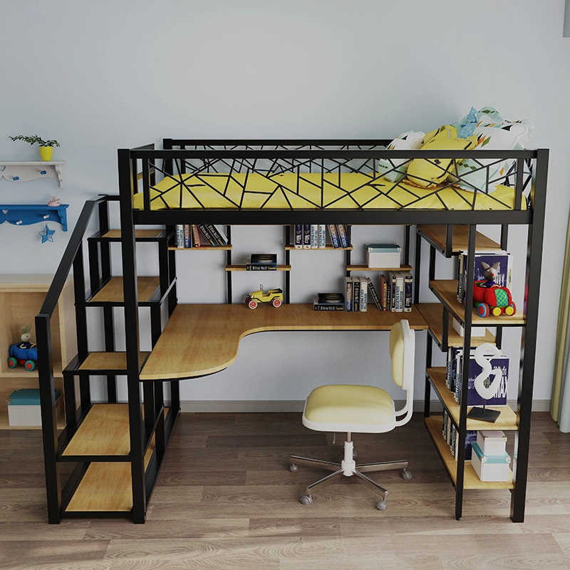 Dormitory Furniture Loft Steel Frame Metal Bunk Bed with Desk and Locker