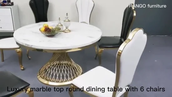 6개의 벨벳 식사 의자로 설정된 도매 상업용 럭셔리 식탁 대리석 식탁