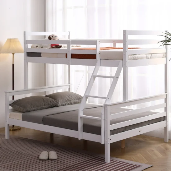 성인과 어린이를 위한 원목 이층 침대, 풀 로프트 침대 위에 트윈 침대