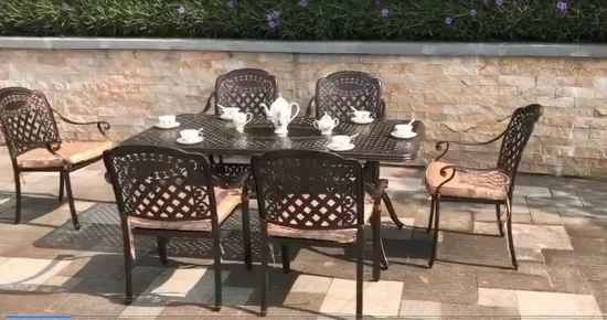 새로운 금속 야외 레스토랑 세트, 파티오, 정원, 주조 알루미늄 테이블과 의자
