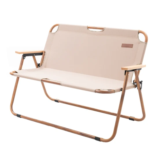 알루미늄 합금 나뭇결 더블 접는 의자 야외 휴대용 접는 의자 레저 캠핑 피크닉 더블 비치 의자